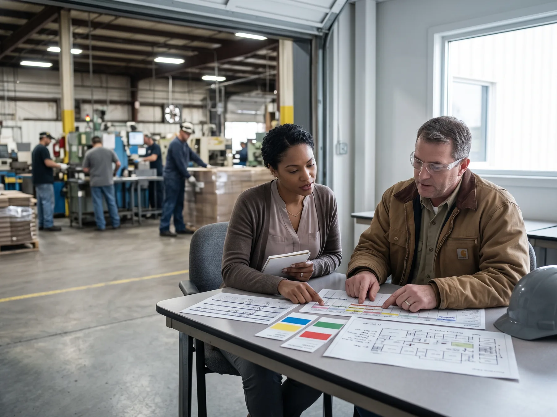 A staffing strategist mapping future shift requirements with an operations leader.